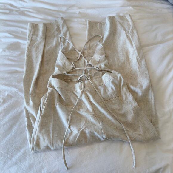 Lulus Beach Day Beige Backless Jumpsuit Size M - Picture 5 of 6